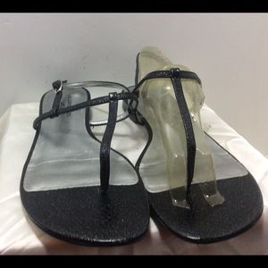 Anne Klein Black Leather 6.5M Sandals
